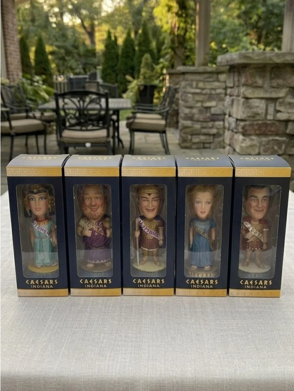 Caesars Indiana Bobblehead Set Complete Collection 5 Legends Deities NIB Caesar
